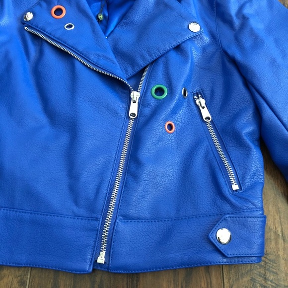 Sam Edelman Starburst Moto Jacket Royal Blue - Picture 6 of 16